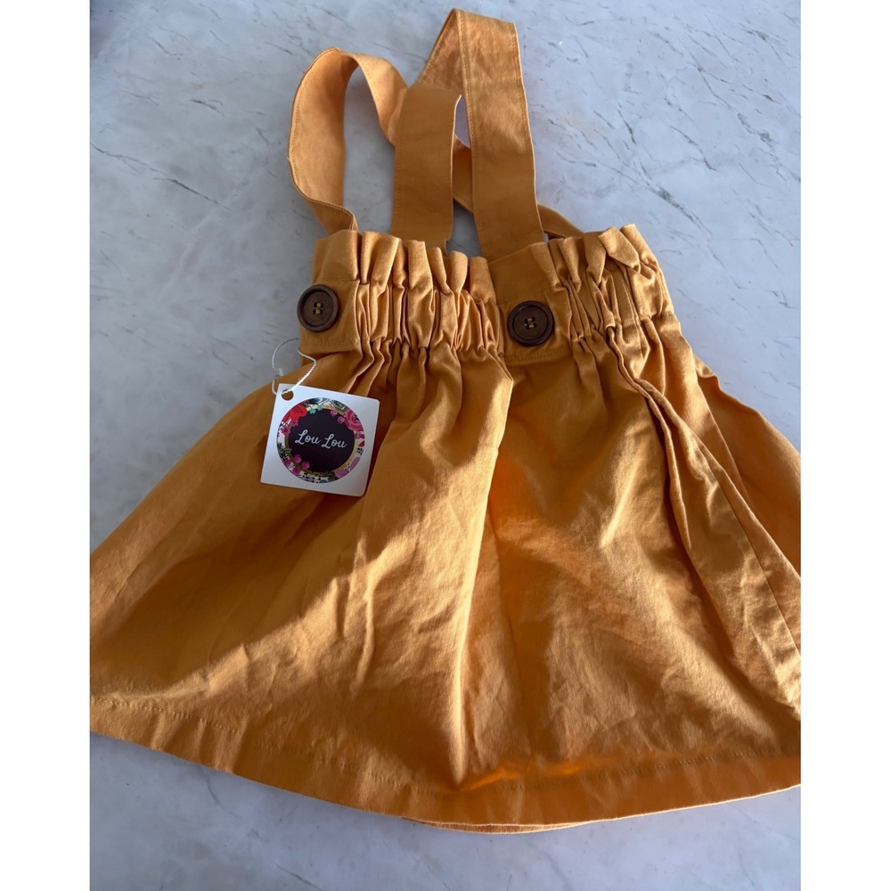Lou Lou Kids Mustard Yellow Suspender Paperbag Skirt Toddler 2Y NWT